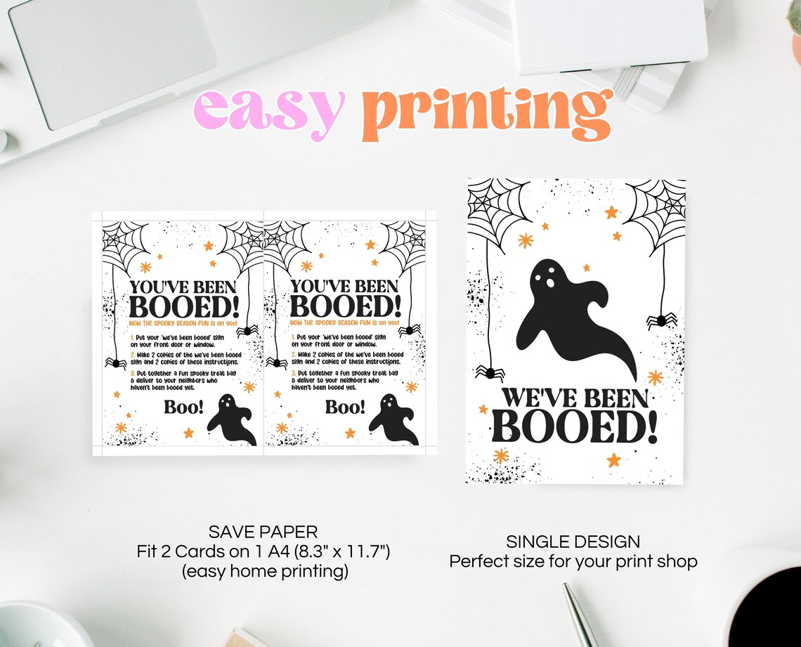 Editable You've Been Booed! Card, Halloween Printable for Friend, You ...