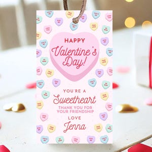 Étiquette-cadeau modifiable pour la Saint-Valentin, bonbons coeurs de conversation, étiquette cadeau pour bonbons en coeur de conversation, étiquettes de faveur pour la Saint-Valentin, VDC04