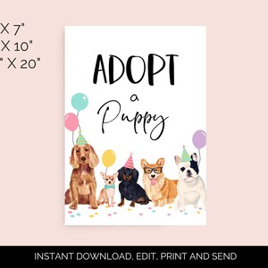 Editable Adopt A Puppy Birthday Printable Sign Adopt A Puppy - Etsy