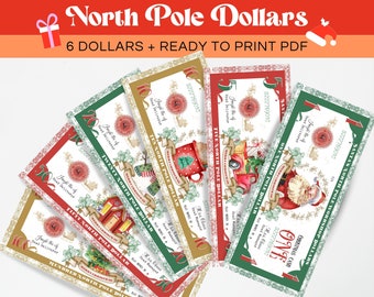 Printable Christmas Money, North Pole Dollar Bill Kid&#39;s Activity , Ready To Print Christmas Play Money