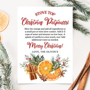 Bearbeitbare Weihnachts-Herd-Potpourri-Rezeptkartenvorlage