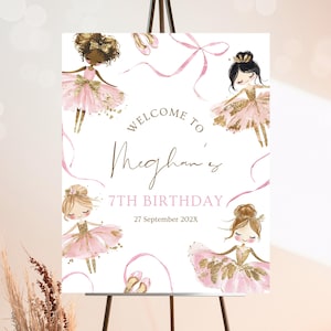 Editable Ballerina Birthday Welcome Sign, Pink Ballet Birthday, Ballet Dancer Party, Printable Ballet Welcome Sign, Instant Download, GBP27
