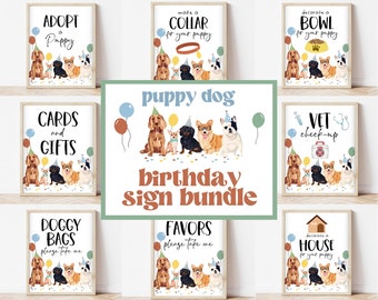 Editable Boy Dog Birthday Sign Bundle, Puppy Birthday Custom Signs, Printable Puppy Sign Pack, Fully Editable Dog Birthday Signs, BDBP01