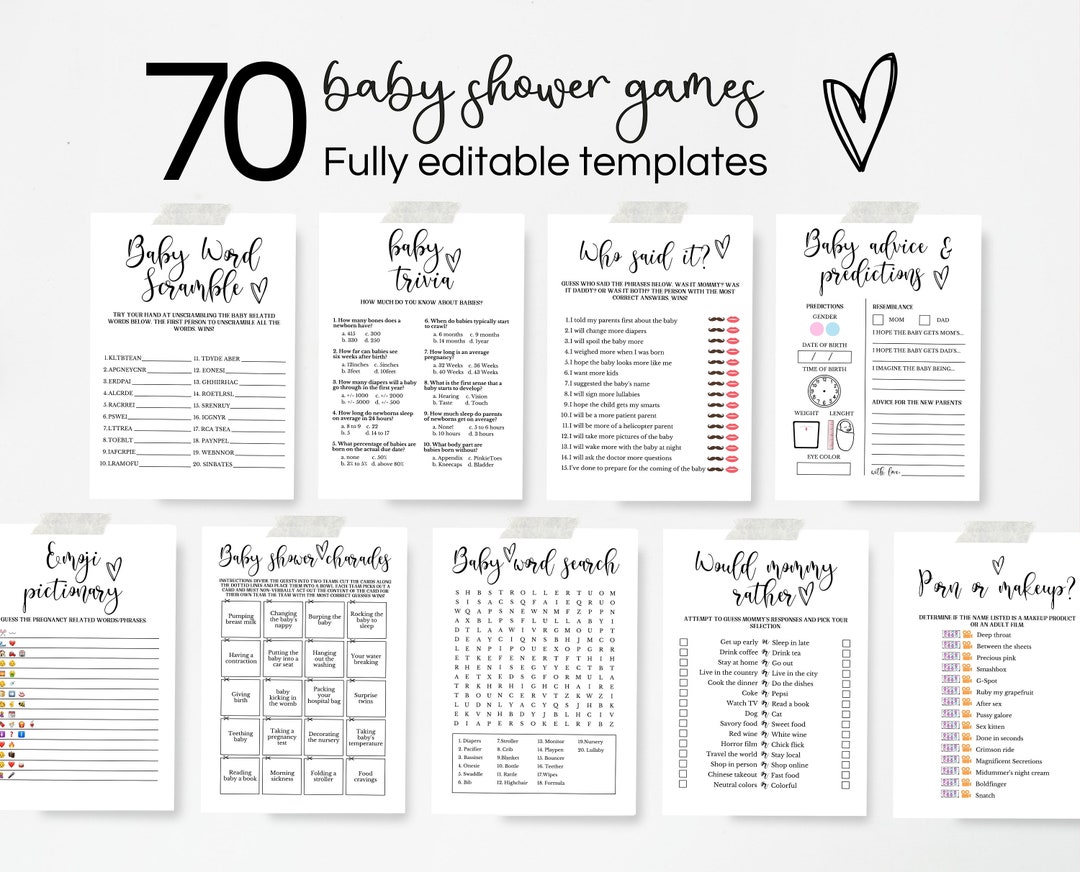 Minimalist Baby Shower Games Bundle Neutral Baby Shower Game Etsy