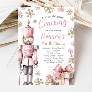 Editable Pink Christmas Nutcracker Baby Shower Invitation, Christmas Girl Baby Shower Invitation, Girl Winter Baby Shower Invitation