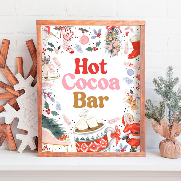 Christmas Hot Cocoa Bar Sign Template, Christmas Baby Shower Decorations, Printable Christmas Hot Chocolate Table Sign, Cocoa Christmas Sign