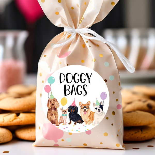 Doggy Bags Labels Dog Birthday, Dog Birthday Favor Bag Tags, Puppy Birthday Favor Tags, Treat Bag Labels, Dog Birthday Party Decorations