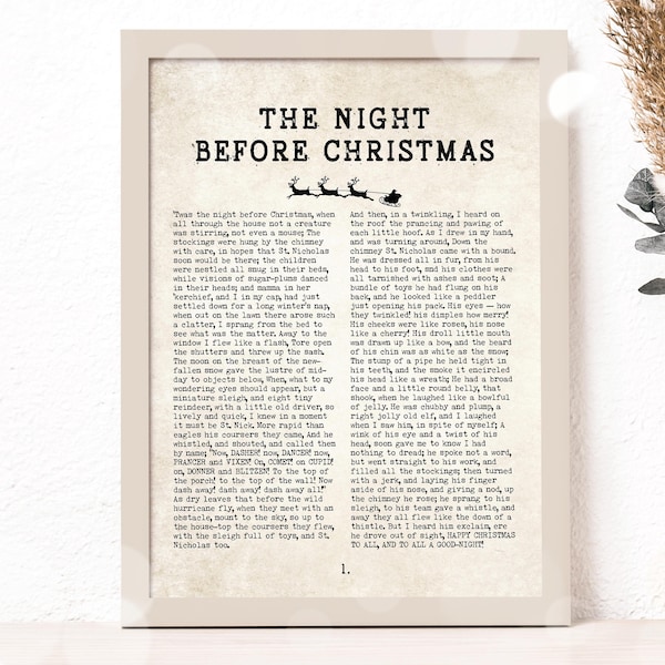 The Night Before Christmas Sign, T'was The Night Before Christmas Wall Art, Christmas Decor Printable Template
