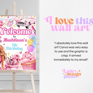 Editable Doll Glam Party Welcome Sign Template, Pink Doll Birthday Sign ...