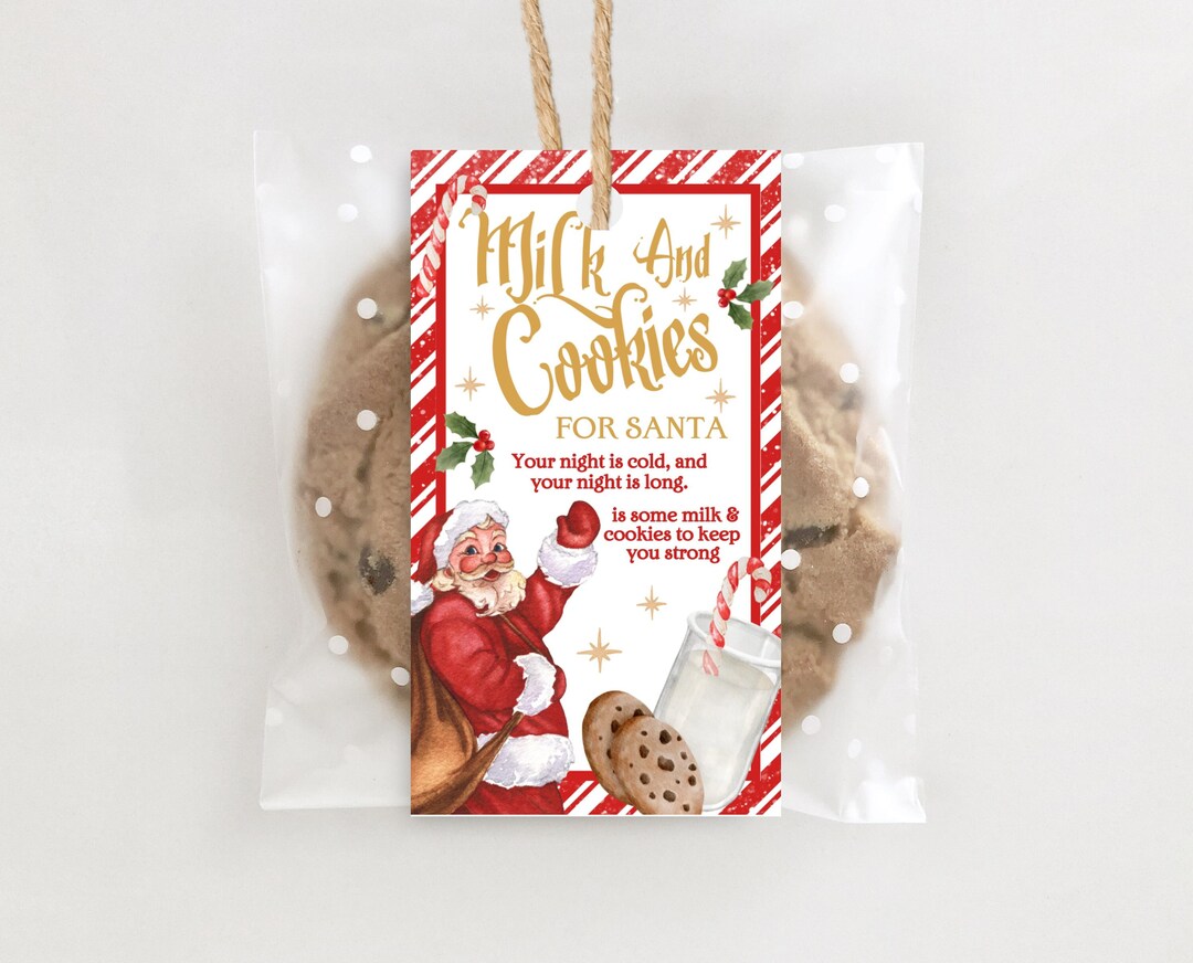 Milk and Cookies for Santa Claus Tag, Santa’s Milk and Cookies Tag