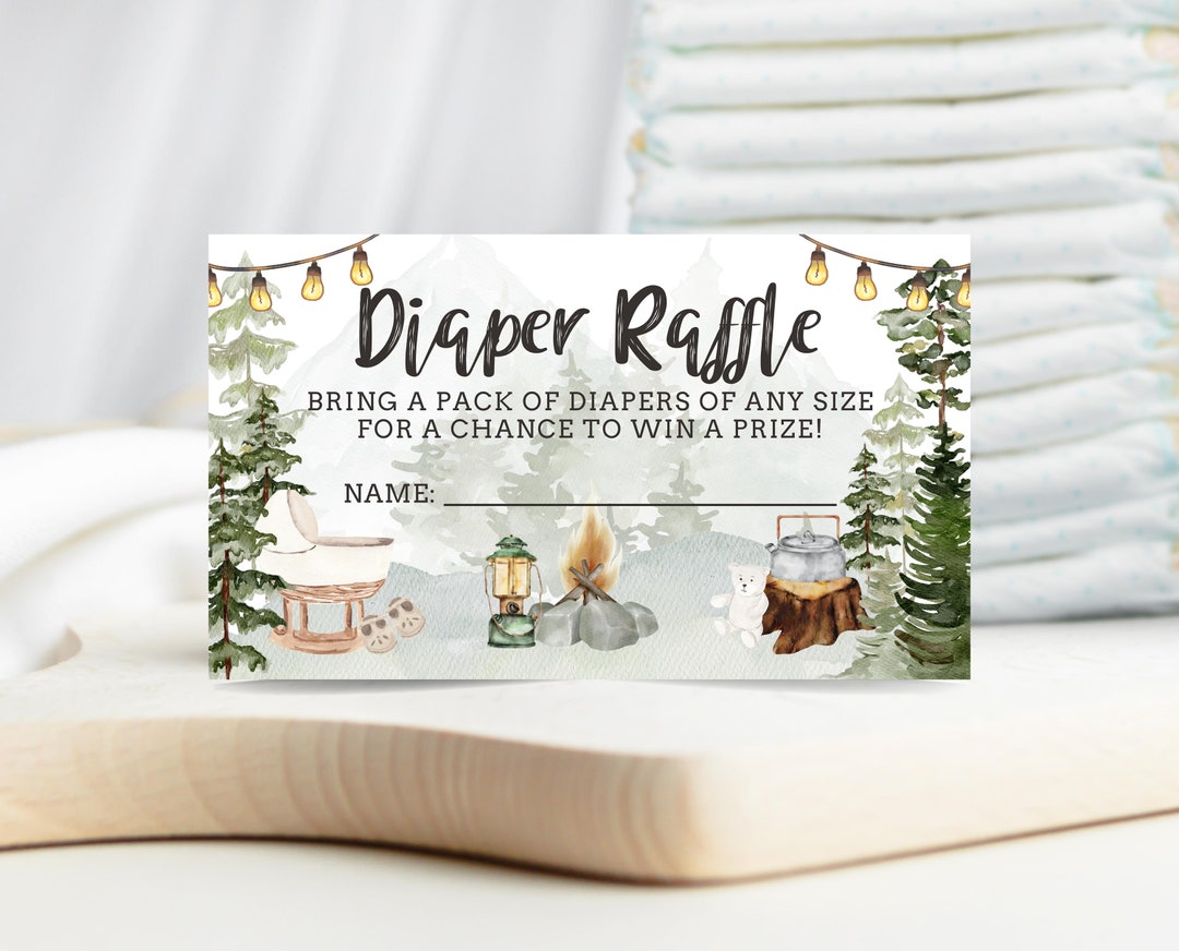 Camping Baby Shower Diaper Raffle Template, Camping Baby Shower Diaper ...