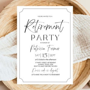 Editable Retirement Party Invitation, Retirement Invitation, Modern Retirement Invite, Minimalist Retirement Party Invite, Instant Download