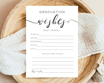 Graduation Advice and Wishes Card Template, Minimalist Graduation Advice Card, Graduation Party Game, Minimalist Graduation Wishes