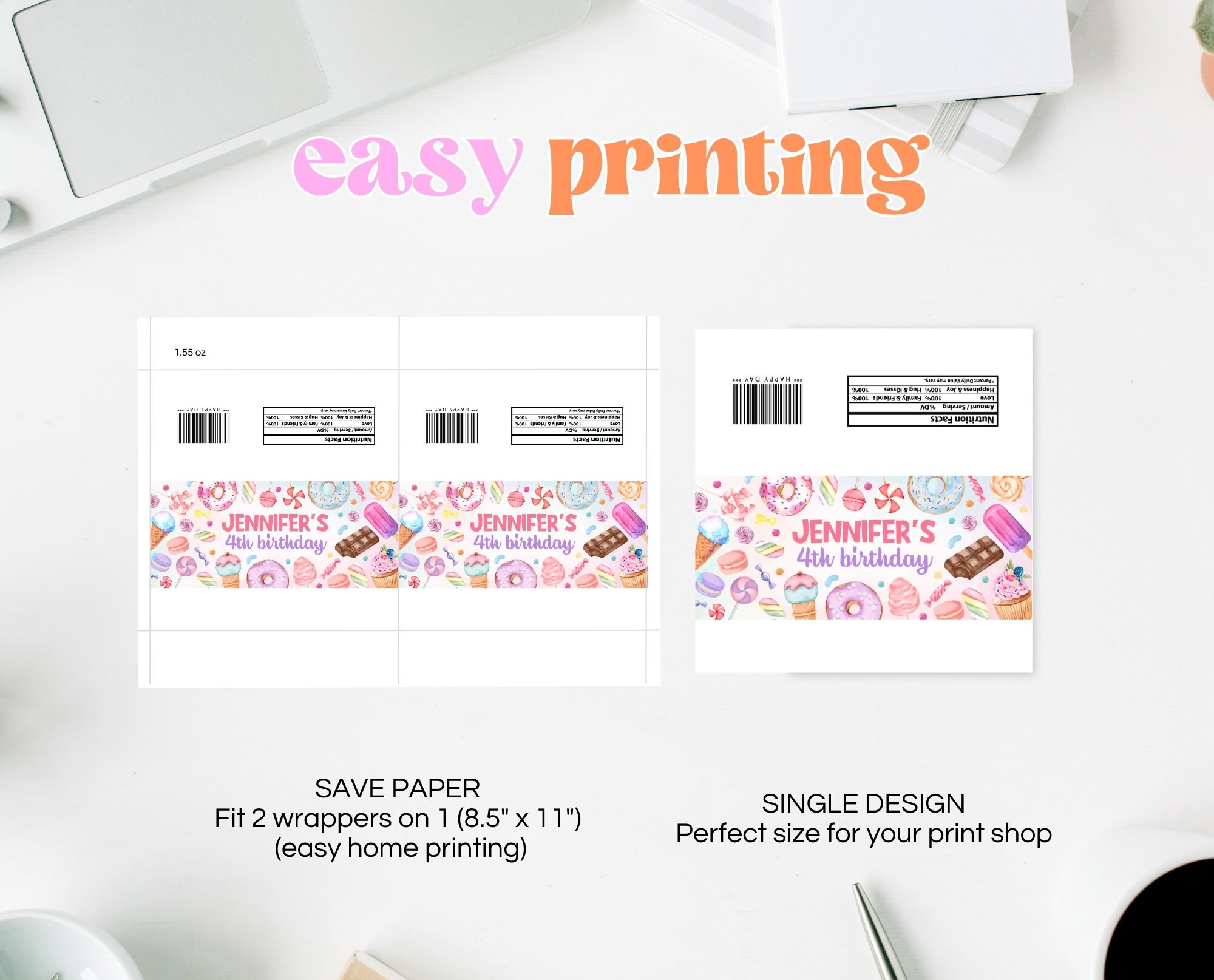 Editable Sweets Candy Chocolate Bar Wrapper, Sweet Candy Birthday Decor ...