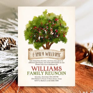 Editable Family Tree Invitation, Family Reunion Party, Family Gathering Invite, BBQ Summer Christmas Invitation, Instant Download, Printable