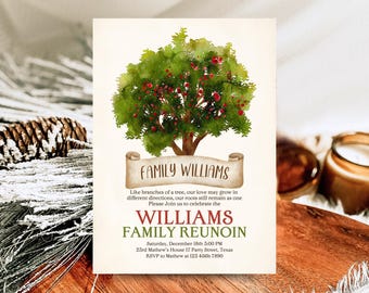 Editable Family Tree Invitation, Family Reunion Party, Family Gathering Invite, BBQ Summer Christmas Invitation, Instant Download, Printable