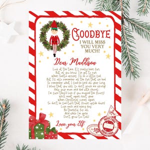 Carta de despedida de un elfo navideño editable, carta de un elfo navideño para un niño, carta de despedida de un elfo, carta de despedida de un elfo navideño para imprimir, CEC02