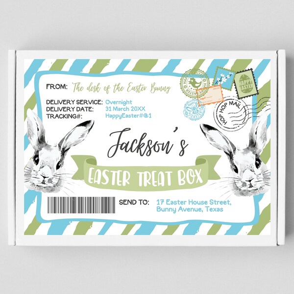 Editable Easter Treat Box Label, Gift Easter Treat Boxes, Egg Hunt Boy, Easter Egg Hunt Treat Box Label, Box Label, Download Printable