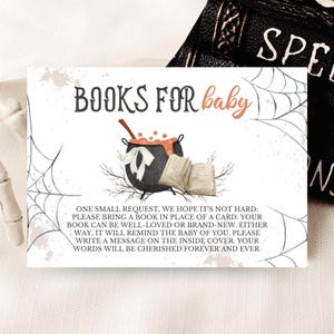 Edytowalne książki na Halloween dla dziecka, Halloween A Baby Is Brewing Baby Shower, Wydrukowalne książki na Halloween dla dzieci Szablon karty, HBSC01