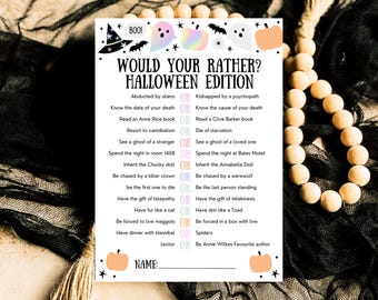 Halloween What Would You Rather Game, Halloween Trivia Game Template, Halloween Party Game, Halloween Printable Games, Halloween Party Games