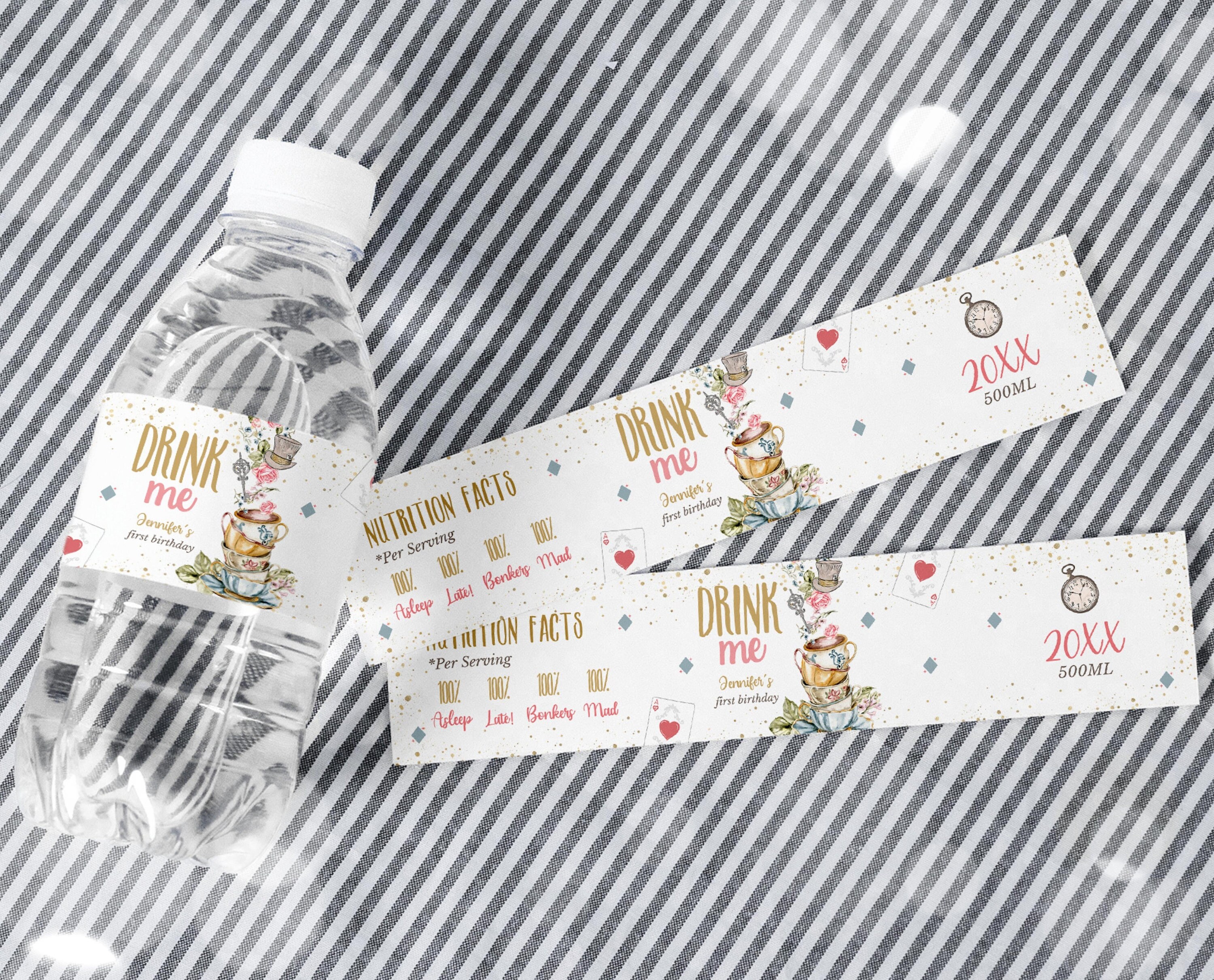 Editable Alice in Wonderland Water Bottle Label Onderland Etsy