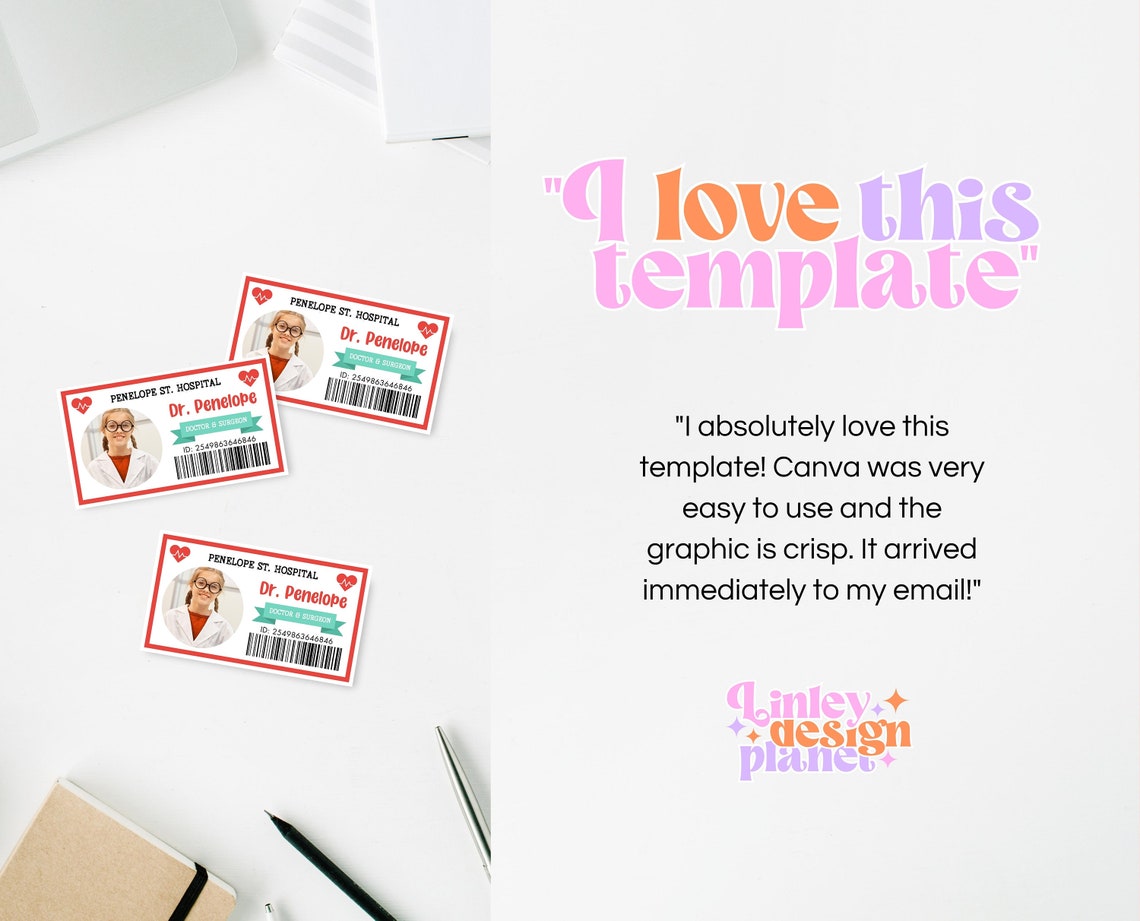 Editable Kids Doctor ID Badge, Printable Medical Badge, Hospital Staff ...