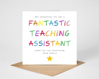 Editable Teaching Assistant Card, Teacher Card, Teacher Appreciation Card, Teacher Birthday, Personalised Card, Digital Birthday Card