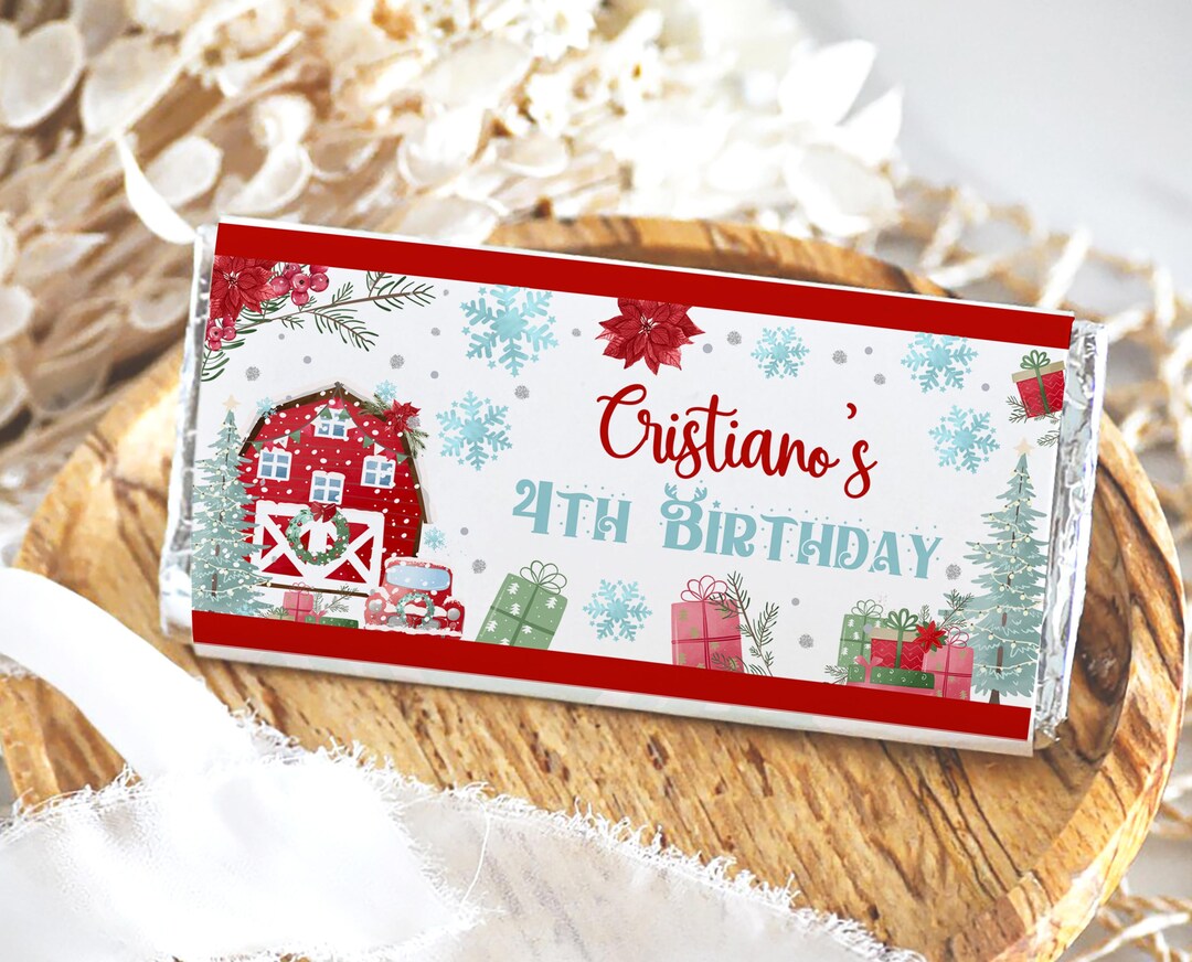 Template Christmas Rapper Editable Farm Christmas Candy Bar Wrapper Template Christmas - Etsy