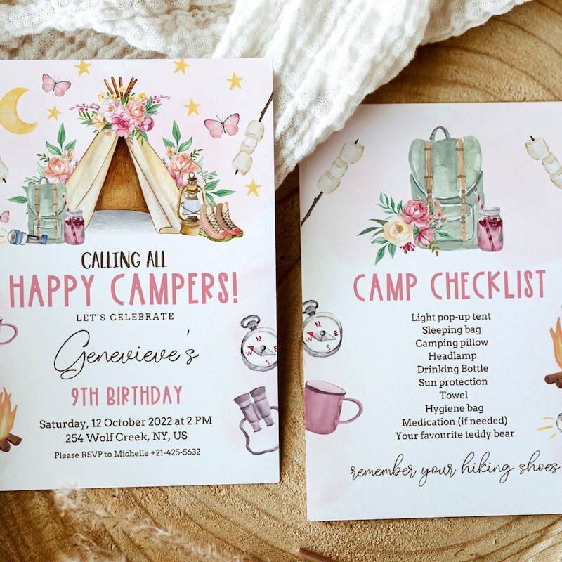 Stitch Invitations Camp Etsy