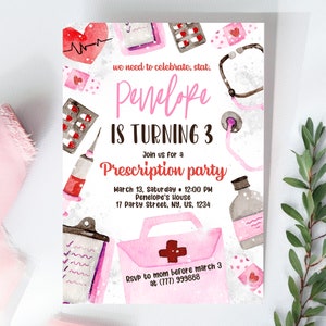 Editable Kids Doctor Birthday Invitation, Kids Medical Invite, Kids Nurse Themed Birthday Invitation, Girl Nurse Birthday Invitation