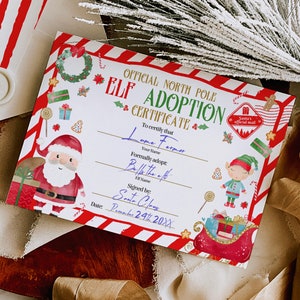 Editable Elf Adoption Certificate Adopt An Elf Letter Christmas Elf Adoption Certificate Festive Season Printable Template Instant Download