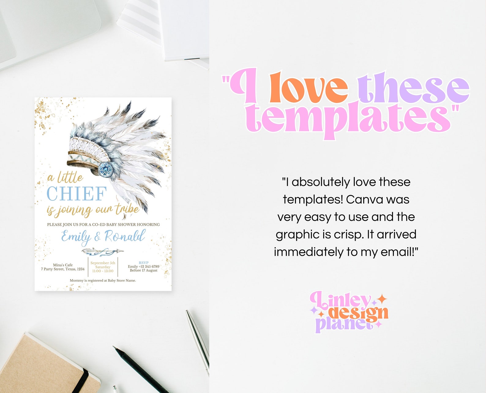 Native Invitation Background Editable Tribal Indian Baby Shower Invitation Bundle, Tribal Native ...