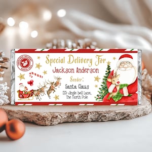 Editable Christmas Candy Bar Wrapper Template, Christmas Chocolate Wrapper Template, Christmas Chocolate Gift Printable