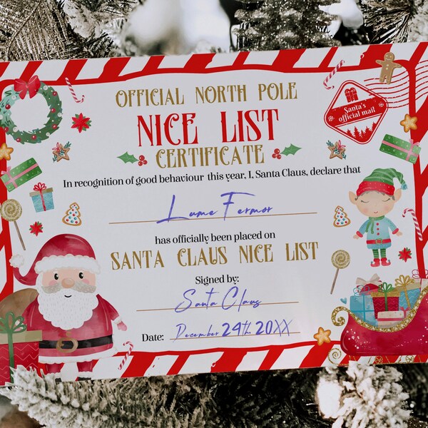 Santa Nice List Certificate - Etsy