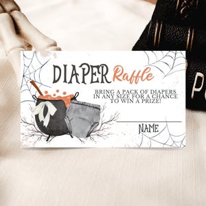Halloween Diaper Raffle Ticket, Halloween A Baby Is Brewing Baby Shower Game, Halloween Diaper Raffle, Neutral Halloween Baby Shower, HBSC01