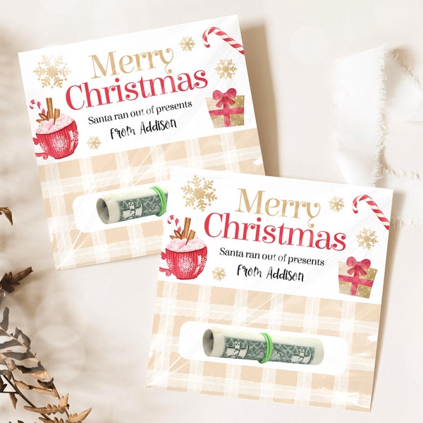 Editable Christmas Money Card Holder, Printable Christmas Money Holder, Minimalist Christmas Money Card Holder For Kids