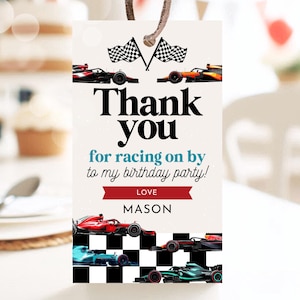 Editable Racing Cars Favor Tag, Fast One Birthday Thank You Tag, Race Car Birthday, Printable 1st Birthday Boy Party Decor, Printable, BBP02