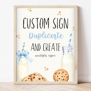 Editable Milk And Cookies Birthday Custom Sign, Milk And Cookies Birthday Decor, Printable Blue Boy Birthday Custom Banner, Template, BBP03