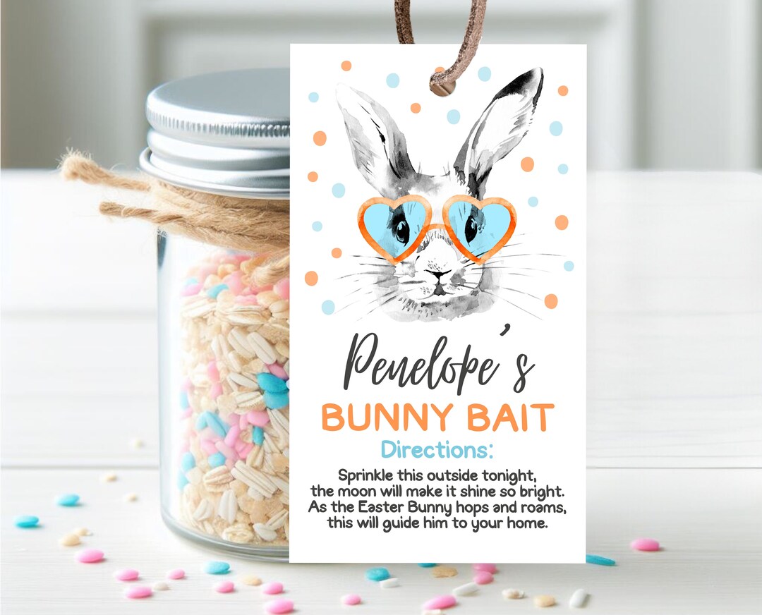 Editable Easter Bunny Bait Tag, Pink Bunny Food Printable, Easter ...