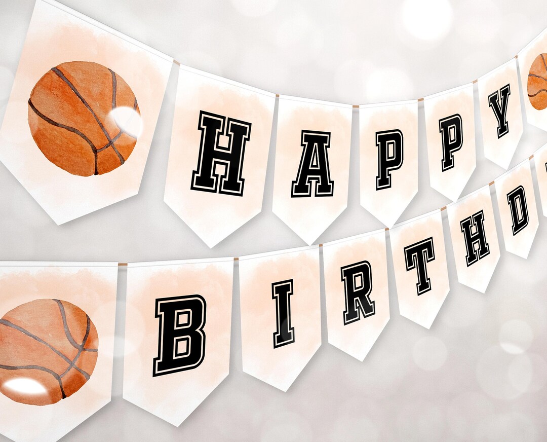 Printable Basketball Birthday Banner, Basketball Birthday Party, Boy ...