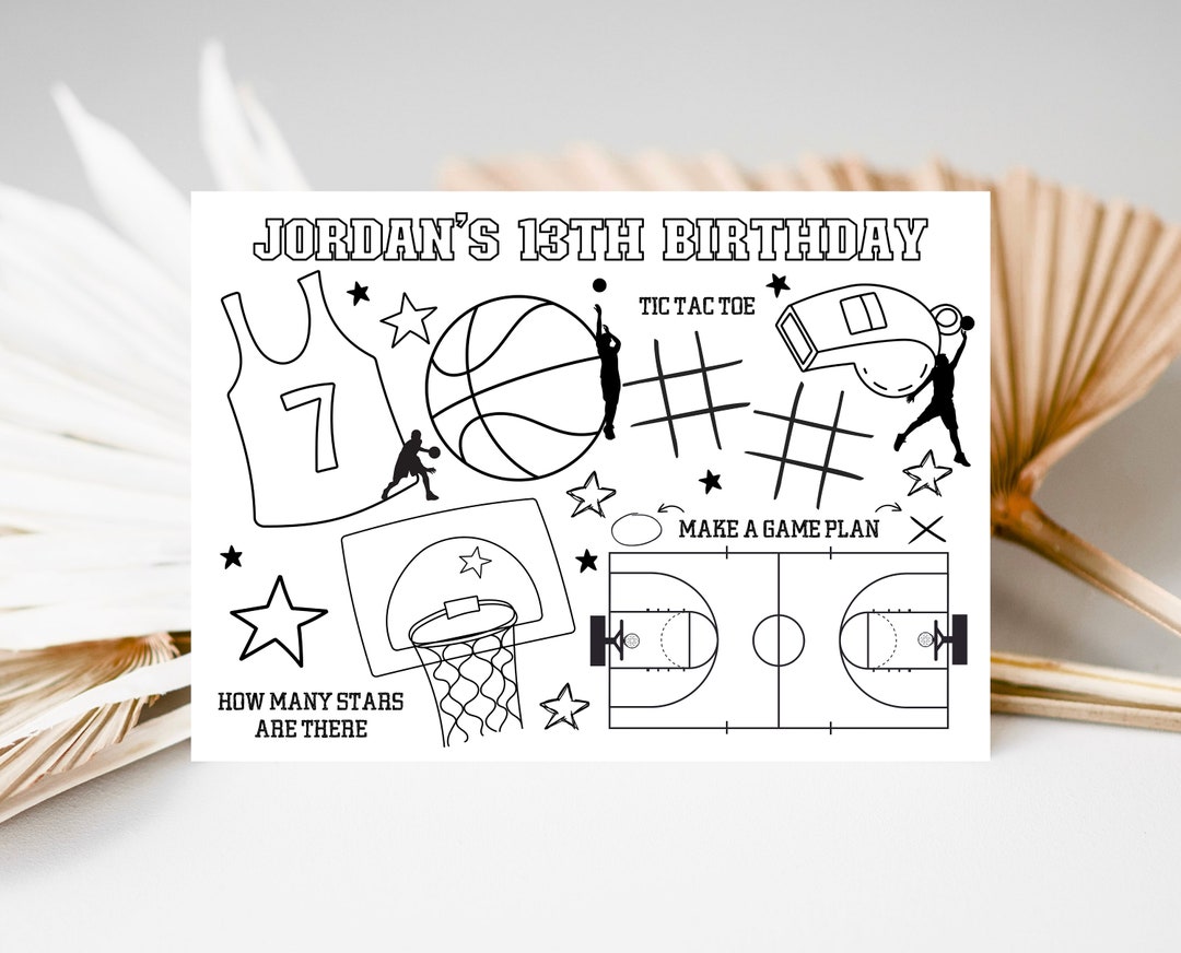 Basketball Birthday Coloring Page, Sports Theme Birthday Party, Boy ...