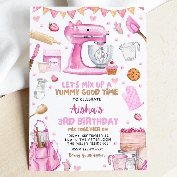 Baking Birthday Invitation - Etsy