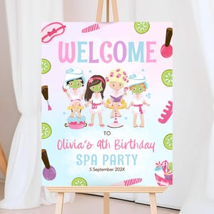 Editable Spa Party Birthday Welcome Sign, Glamour Party Poster, Spa Birthday Decor, Pink Spa Party Welcome Banner, Printable Download, GBP10