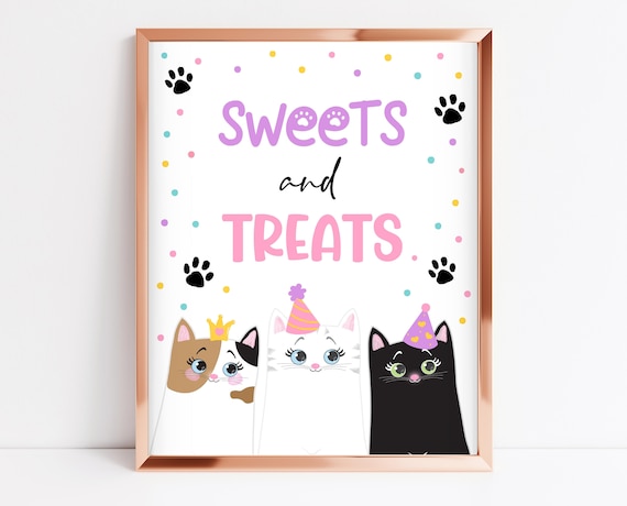 Cat Birthday Treats Table Sign Cat Birthday Table Sign Party Cat Printable Sign Birthday Treat Sign Printable Cat Party Sign KGBP01 Etsy UK