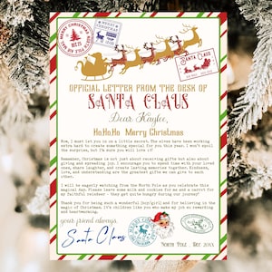Letter from Santa Claus Template, From The Desk of Santa Letter Template, Christmas Eve North Pole Mail, Printable Letter From Santa