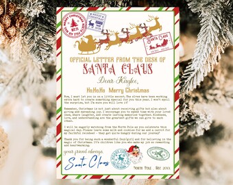 Personalized Letter From Santa Template: North Pole Christmas Eve (Digital Download)