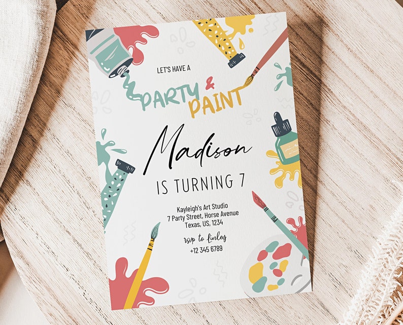 Editable Painting Party Invitation Art Party Birthday Invite Etsy