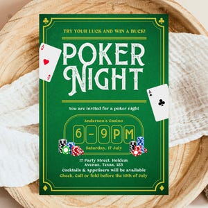 Editable Poker Night Invitation Casino Birthday Party Invite Digital Template Instant Download Printable Vegas Theme Game Night Invitation