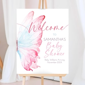 Editable Butterfly Baby Shower Welcome Sign, Pink Butterfly Sign, Butterfly Baby Shower Welcome Banner, Butterflies Baby Shower Sign, GBS17