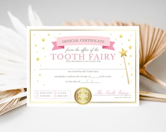 Tooth Fairy Certificate, Tooth Fairy Printable, First Tooth Certificate, Tooth Fairy Receipt, Tooth Fairy Letter, Printable, Download